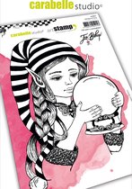 Carabelle Studio Cling stamp - A5 elf with a snowglobe
