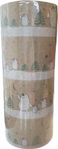 Kerst Cadeaupapier Papa Beer Bruin- Breedte 40 cm - 250m lang