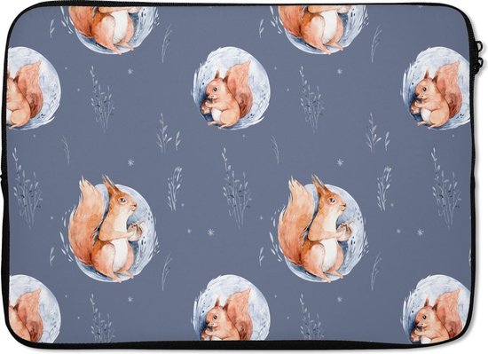 Housse pour ordinateur portable 13 pouces - Hiver - Écureuil - Noix - Housse pour ordinateur portable - Taille intérieure 32x22,5 cm - Dos noir - Noël - Cadeau - Cadeau de Noël pour homme et femme