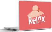Laptop sticker - 14 inch - Hoed - Wit - Zomer - 32x5x23x5cm - Laptopstickers - Laptop skin - Cover