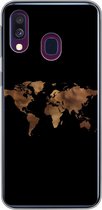 Coque Samsung Galaxy A40 - Carte du Wereldkaart - Tissu - Carte - Coque de téléphone en Siliconen