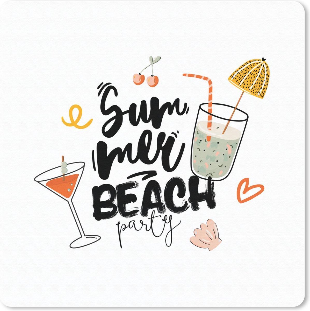 Muismat 20x20 cm - Mousepad Cocktail - Paraplu - Zomer - Muismatten