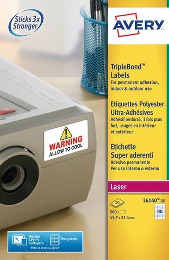 Avery J8163-100 adresetiketten A4 99,1 x 38,1 mm wit (1.400 etiketten