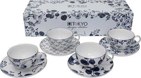 TOKYO DESIGN STUDIO- FLORA JAPONICA - CUP AND SAUCER SET 8PCS 100ML 17456