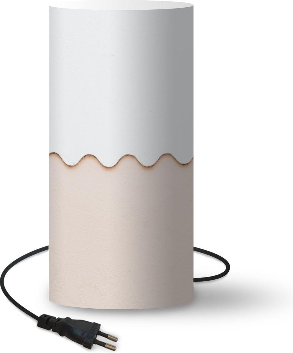 Lamp - Nachtlampje - Tafellamp slaapkamer - Zomer - Wit - Roze - 33 cm hoog - Ø15.9 cm - Inclusief LED lamp