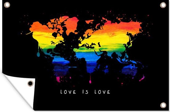 Décoration de jardin Carte du Wereldkaart - Pride - Amour - 60x40 cm - Affiche de jardin