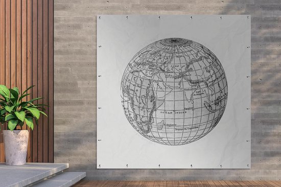 Affiche de Jardin Vintage - Globe - Wereldkaart - 200x200 cm