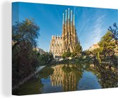 Canvas Schilderij Sagrada Familia op een middag in Barcelona - 90x60 cm - Wanddecoratie