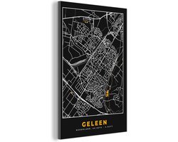 Wanddecoratie Metaal - Aluminium Schilderij Industrieel - Plattegrond - Geleen - Goud - Zwart - 20x30 cm - Dibond - Foto op aluminium - Industriële muurdecoratie - Voor de woonkamer/slaapkamer - Stadskaart