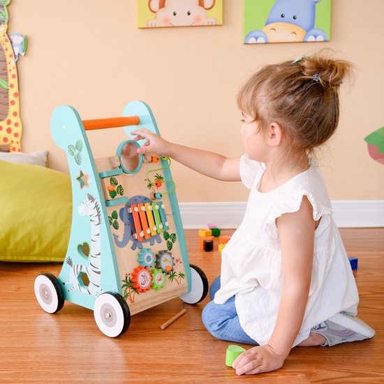Teamson Kids Houten Loopstoeltje en Activiteitencentrum - Kinderspeelgoed - Peuter-Speelgoed - Safari Dieren van Teamson Kids — afbeelding 2