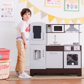 Teamson Kids Houten Speelkeuken Met Schrijfbord Op Batterijen - Kinderspeelgoed - Rollenspel Speelgoed - Grijs/Bruin