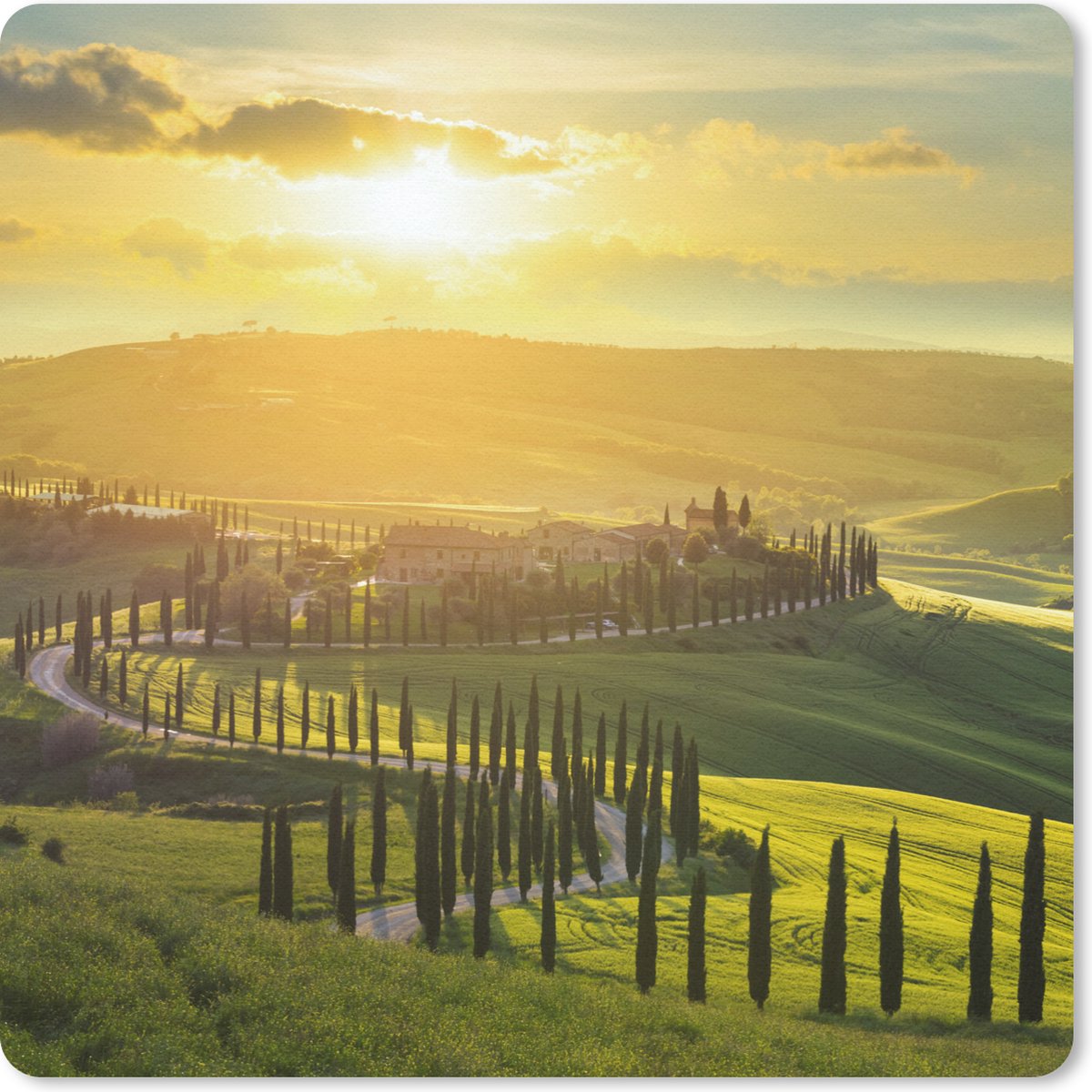 Muismat 20x20 cm - Mousepad Toscane - Zon - Italië - Muismatten