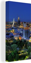 Canvas Schilderij Rotterdam - Nederland - Skyline - 40x80 cm - Wanddecoratie