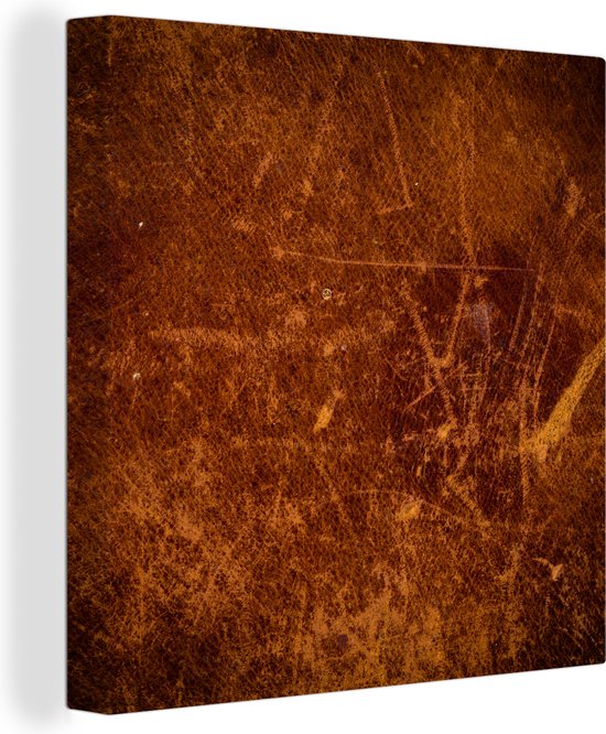 Tableau sur Cuir - Aspect Cuir - Marron - Oranje - 20x20 cm - Décoration murale