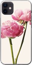 Geschikt voor iPhone 12 mini hoesje - Bloemen - Bloesem - Roze - Siliconen Telefoonhoesje