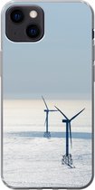 Geschikt voor iPhone 13 hoesje - Noordzee - Windmolen - Zon - Siliconen Telefoonhoesje