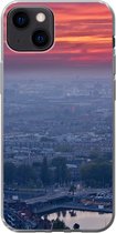 Geschikt voor iPhone 13 hoesje - Rotterdam - Zonsondergang - Roze - Siliconen Telefoonhoesje