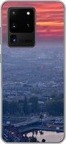 Geschikt voor Samsung Galaxy S20 Ultra hoesje - Rotterdam - Zonsondergang - Roze - Siliconen Telefoonhoesje
