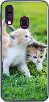 Geschikt voor Samsung Galaxy A40 hoesje - Kittens - Kat - Mand - Meisjes - Kinderen - Jongens - Kids - Siliconen Telefoonhoesje