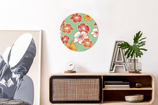 Illustration de conception florale avec des fleurs autocollant de papier peint cercle mural ⌀ 30 cm / cercle de papier peint / cercle mural / cercle vivant - auto-adhésif et découpe ronde