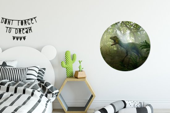 WallCircle - Cercle Mural - Cercle Mural - Dinosaurus - Jungle - Plantes - Aluminium - Dibond - 60x60 cm - Intérieur et Extérieur
