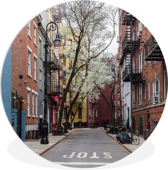 WallCircle - Wandcirkel ⌀ 30 - New York - Amerika - NYC - Ronde schilderijen woonkamer - Wandbord rond - Muurdecoratie cirkel - Kamer decoratie binnen - Wanddecoratie muurcirkel - Woonaccessoires
