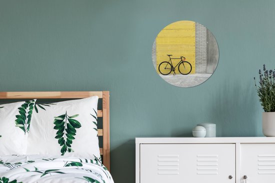 WallCircle - Wandcirkel ⌀ 30 - Een racefiets op een industriële achtergrond - Ronde schilderijen woonkamer - Wandbord rond - Muurdecoratie cirkel - Kamer decoratie binnen - Wanddecoratie muurcirkel - Woonaccessoires