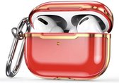 AirPods hoesjes van By Qubix AirPods Pro - AirPods Pro 2 hoesje - TPU - Split series - Rood + Goud (transparant) Airpods Pro Case Hoesje voor Airpods