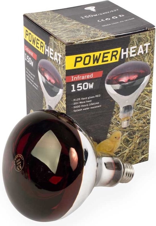 Powerheat Warmtelamp - Verwarming - Rood 150 Watt - Powerheat
