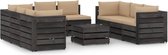 Decoways - 9-delige Loungeset met kussens grijs geïmpregneerd hout