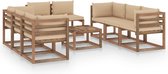 vidaXL 9-delige Loungeset met beige kussens