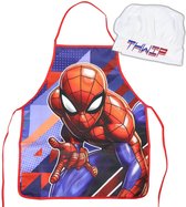 Kinderschort Spiderman | Keukenschort + koksmuts + 10 gratis superheld stickers | voor jongens 3-7 jaar | KA02