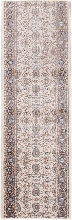 Tapiso Colorado Tapijt Loper Creme Bloemenprint Woonkamer Slaapkamer Hal Maat - 80x1400