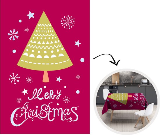 Nappe - Nappe - 150x220 - Illustration de Noël d'un arbre avec la citation Joyeux Noël - Intérieur et extérieur