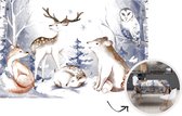 Tafelkleed - Tafellaken - 200x130 cm - Winter - Dieren - Sneeuw - Binnen en Buiten