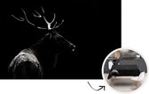 Tafelkleed - Tafellaken - 220x150 cm - Hert - Zwart - Portret - Gewei - Dieren - Binnen en Buiten