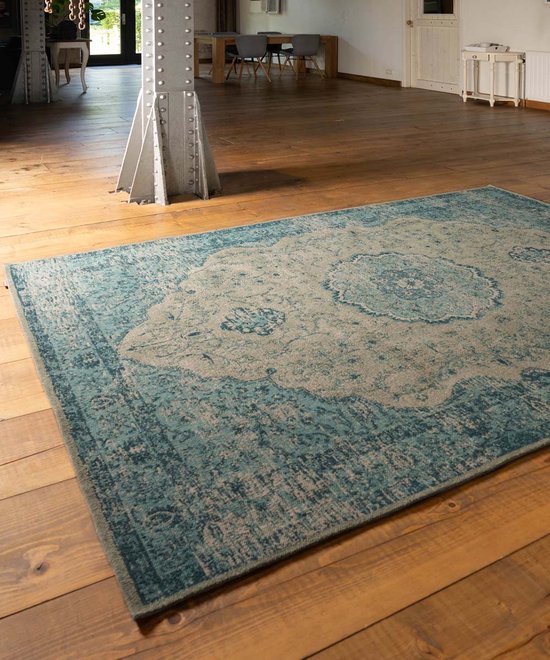 Tapis Vintage - Village - gris/bleu 140x200 cm
