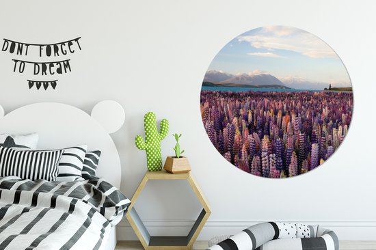 Wall Circle - Wall Circle Indoor - ⌀ 150 cm - Plastique - Montagnes - Fleurs - Nouvelle-Zélande