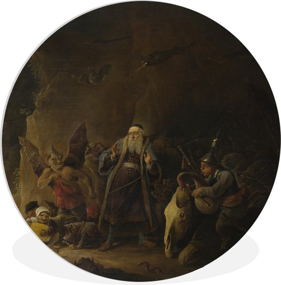 WallCircle - Wandcirkel ⌀ 140 - The rich man being led to hell - David Teniers de Jonge - Ronde schilderijen woonkamer - Wandbord rond - Muurdecoratie cirkel - Kamer decoratie binnen - Wanddecoratie muurcirkel - Woonaccessoires