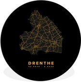WallCircle - Wandcirkel ⌀ 120 - Drenthe - Wegenkaart Nederland - Goud - Ronde schilderijen woonkamer - Wandbord rond - Muurdecoratie cirkel - Kamer decoratie binnen - Wanddecoratie muurcirkel - Woonaccessoires XXL