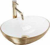 REA Sofia Opzetwastafel - Waskom - 41 x 34.5 x 15 cm - Geborsteld Goud - Glans Wit