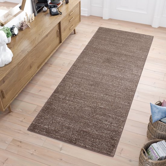 Tapiso Sari Carpet Runner Brun Durable Moderne Salon Couloir Chambre Taille - 80x400
