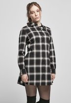 Urban Classics Korte jurk -M- Cotton Check Shirt Zwart/Wit