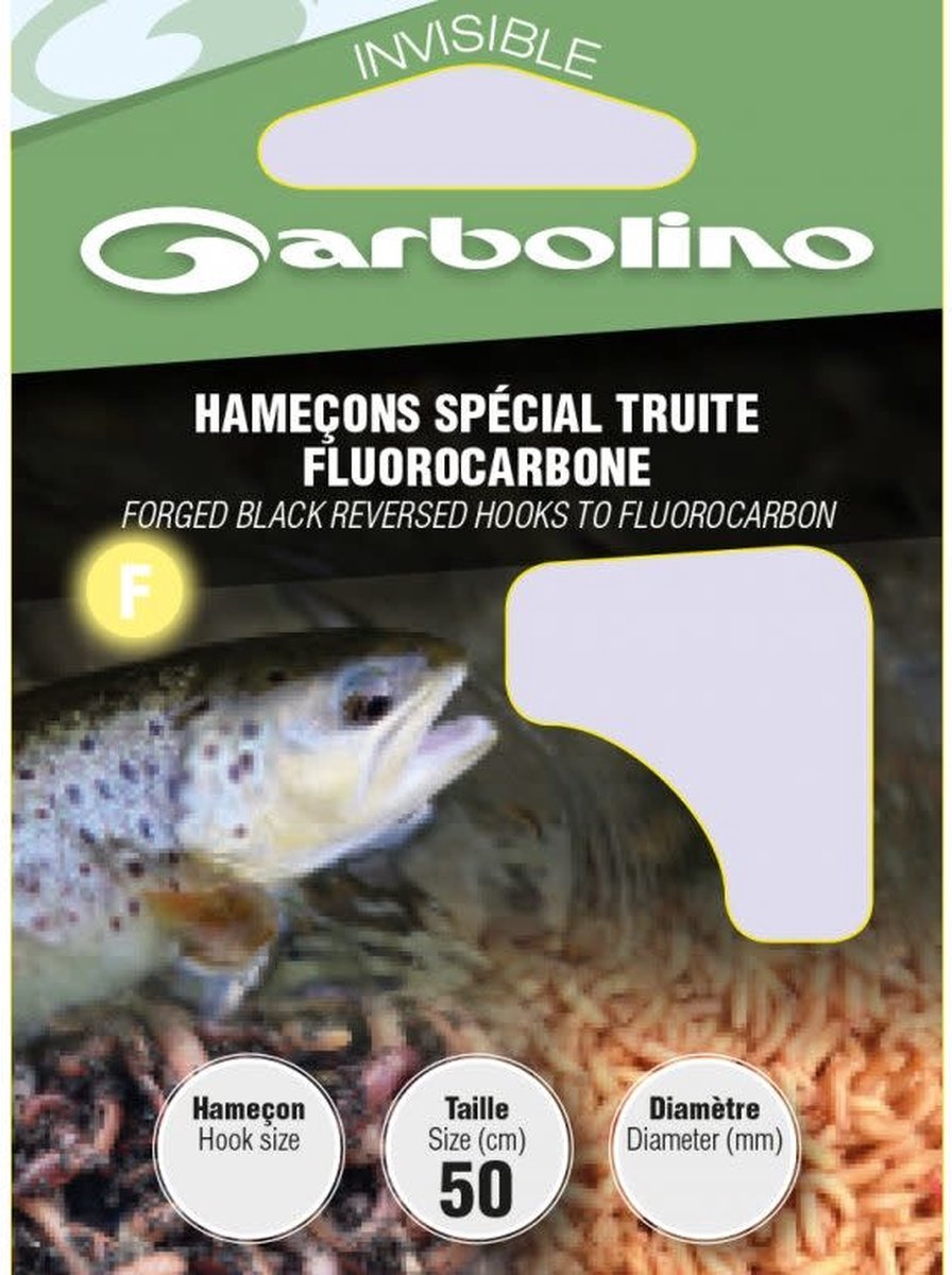 Garbolino Onderlijn Fluorocarbon Speciaal Forel 50cm (10 pcs) - Maat : Haak 12 - 0.12mm