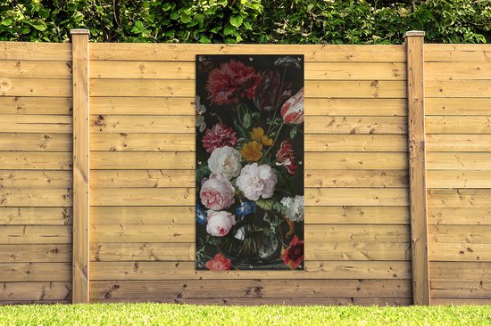 Décoration murale extérieur Nature morte aux fleurs dans un vase en verre - Peinture de Jan Davidsz. de Heem - 80x160 cm