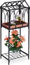 Relaxdays Plantenrek metaal - antiek design - plantenstandaard - bloemenrek - balkon zwart