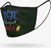 Duopack: Jingle bells wasbare mondmasker - M / Stoffen mondkapjes met print / Wasbare Mondkapjes / Mondkapjes / Uitwasbaar / Herbruikbare Mondkapjes / Herbruikbaar / Ov geschikt / Mondmaskers