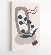 Gebladerte lijntekeningen met abstracte vorm. Abstract Plant Art-ontwerp voor print, omslag, behang, minimale en natuurlijke kunst aan de muur. 1 - Moderne schilderijen – Verticaal