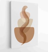 Botanische muur kunst vector set. Earth tone boho gebladerte lijntekeningen tekenen met abstracte vorm. 4 - Moderne schilderijen – Verticaal – 1825047521 - 40-30 Vertical
