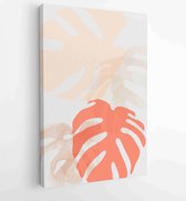 Botanische Monstera muur kunst vector set. Earth tone boho gebladerte lijntekeningen tekenen met abstracte vorm. 1 - Moderne schilderijen – Verticaal – 1833236335 - 50*40 Vertical